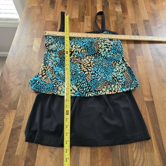 Maxine of Hollywood Teal and Black Floral One Piece Swimsuit - Picture 10 of 13